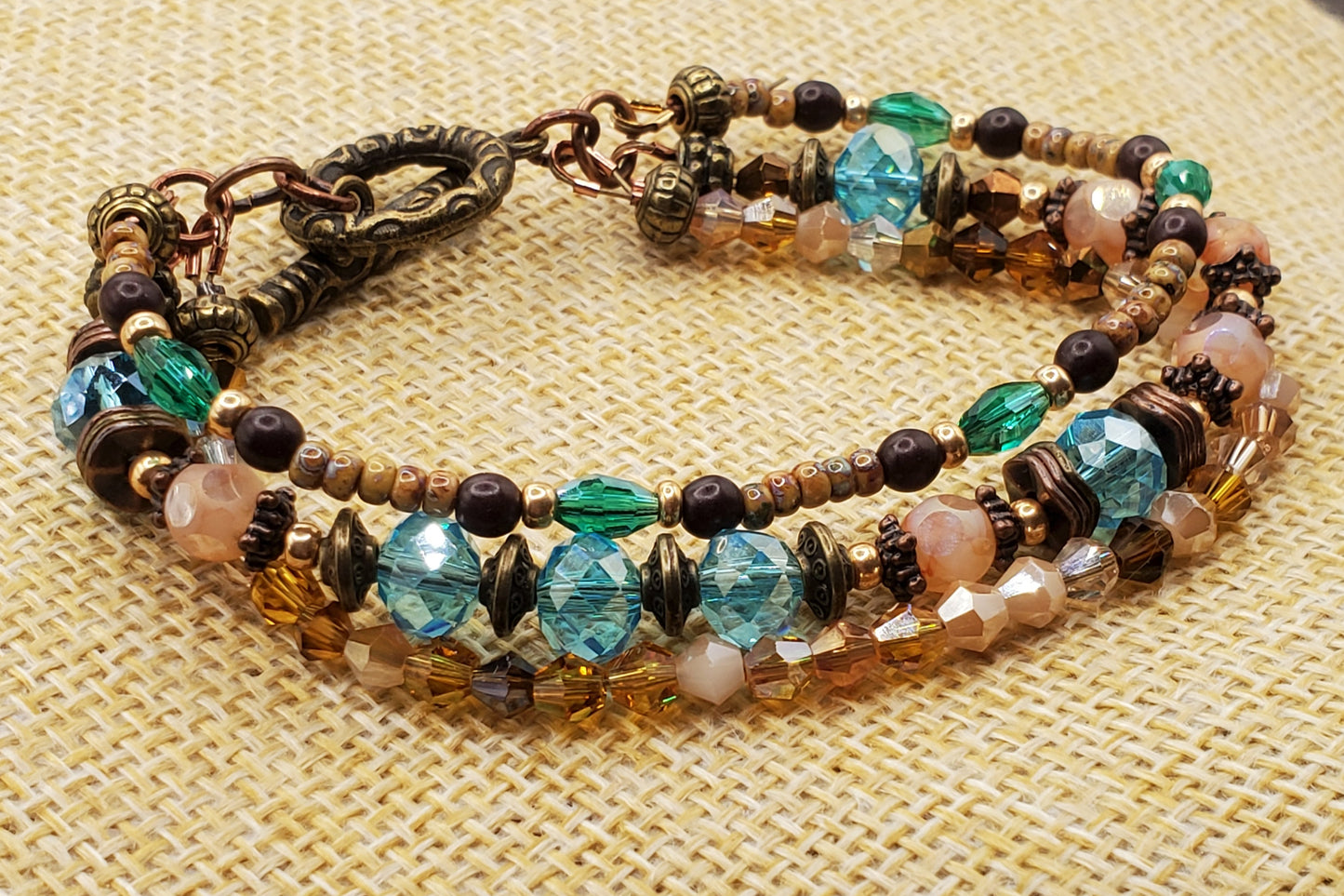 Beaded Multi Bead 3 Strand Bracelet