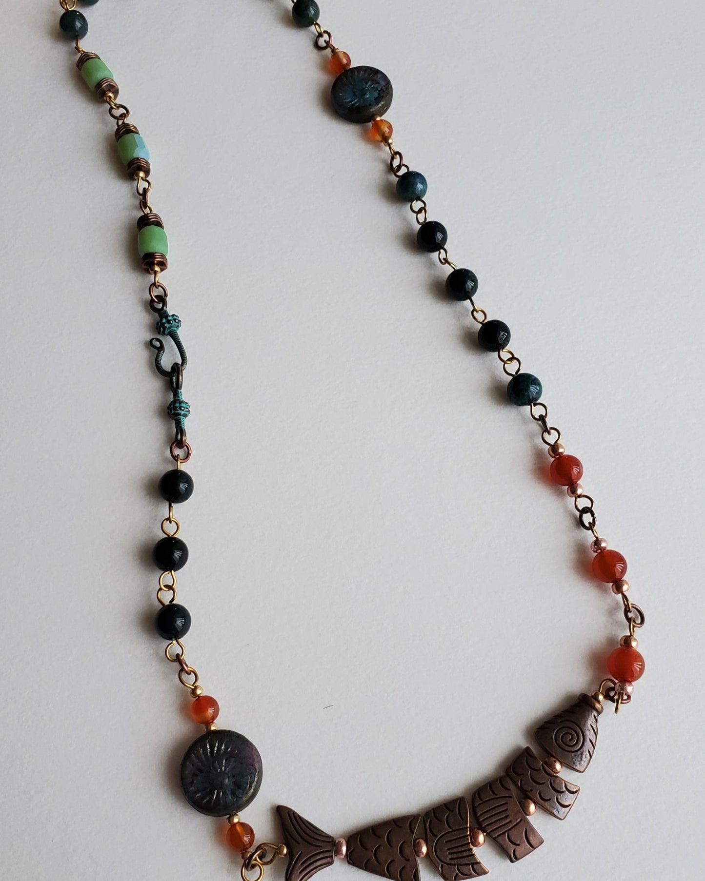 Segmented Brass Fish Necklace