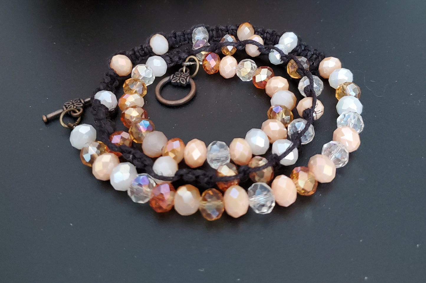 Hemp Wrap Crystal Bracelet