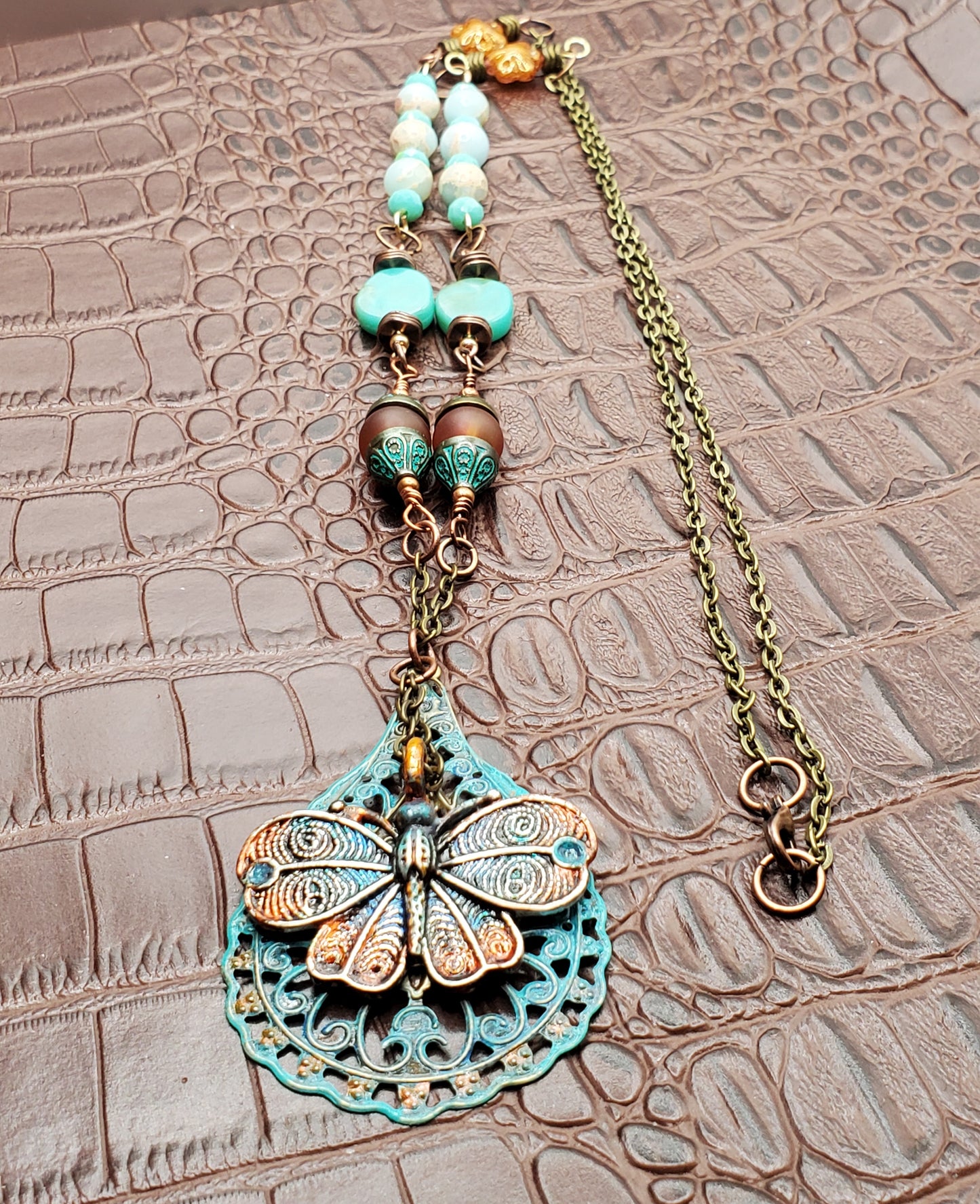 Hand Painted Butterfly Necklace