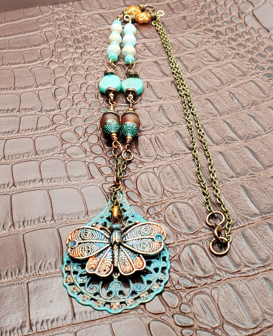 Hand Painted Butterfly Necklace