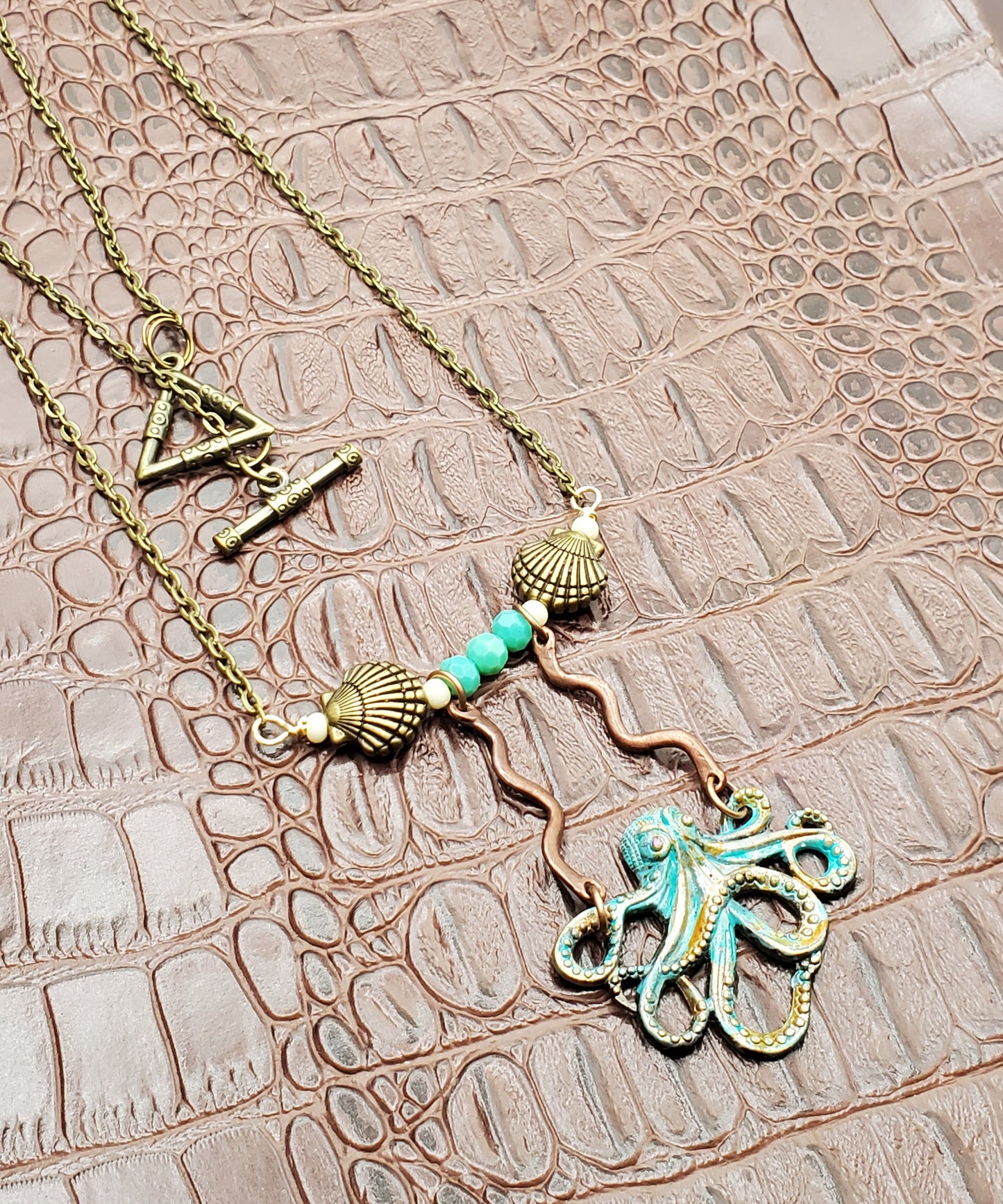 Octopus Patina Pendant Necklace