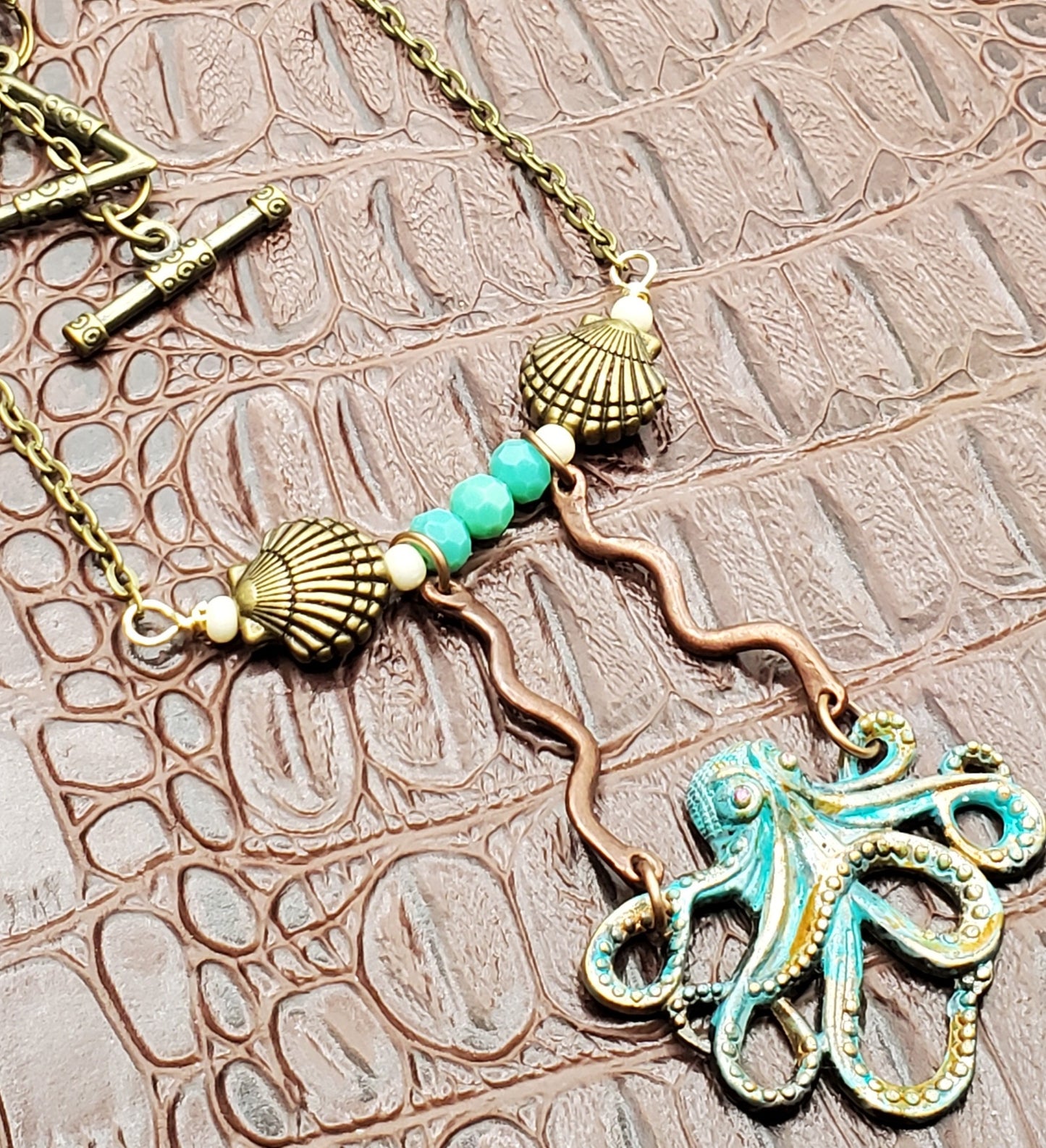 Octopus Patina Pendant Necklace
