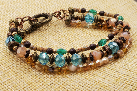 Beaded Multi Bead 3 Strand Bracelet
