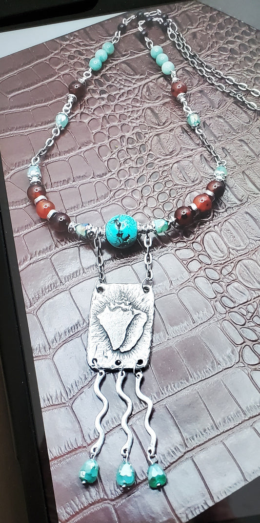 UNDER THE SEA! Pewter Pendant designed and created by artist Cynthia Thornton of Green Girl Studios.
