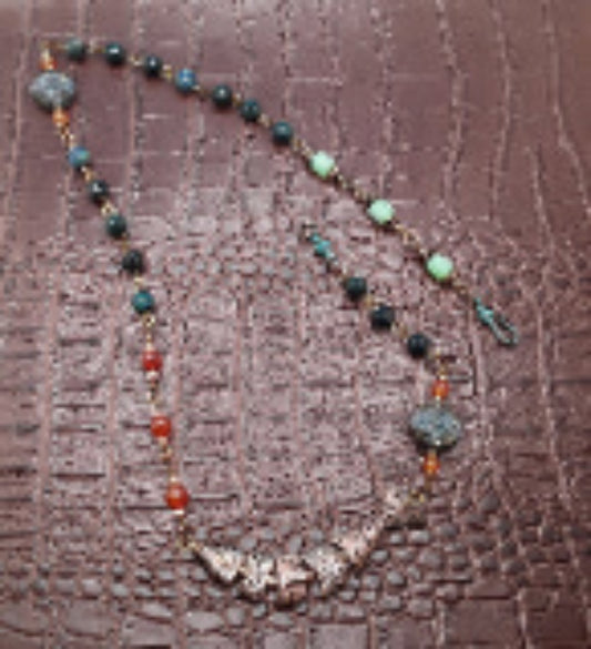 Greek Segmented  Brass Fish Necklace