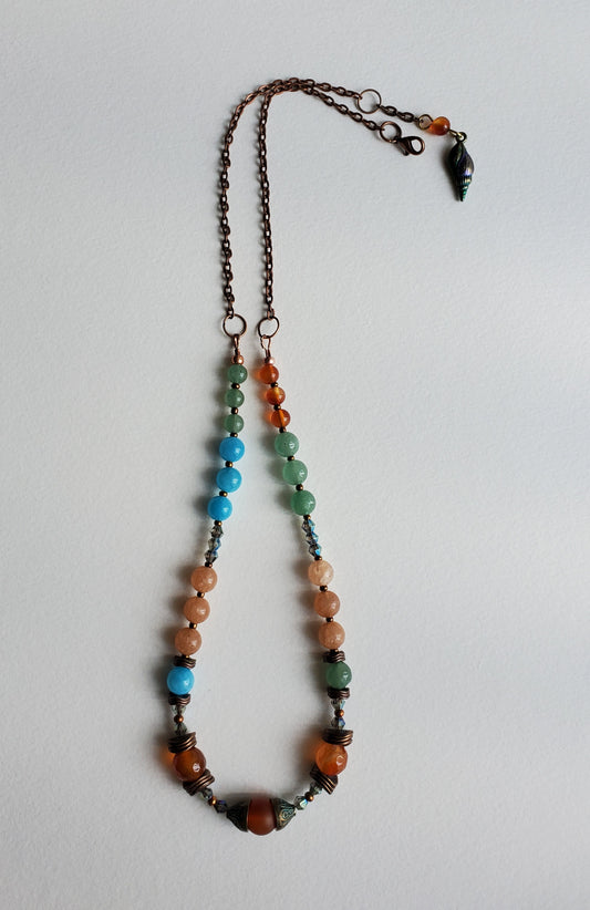 Gemstone and Crystal Day to Night Necklace