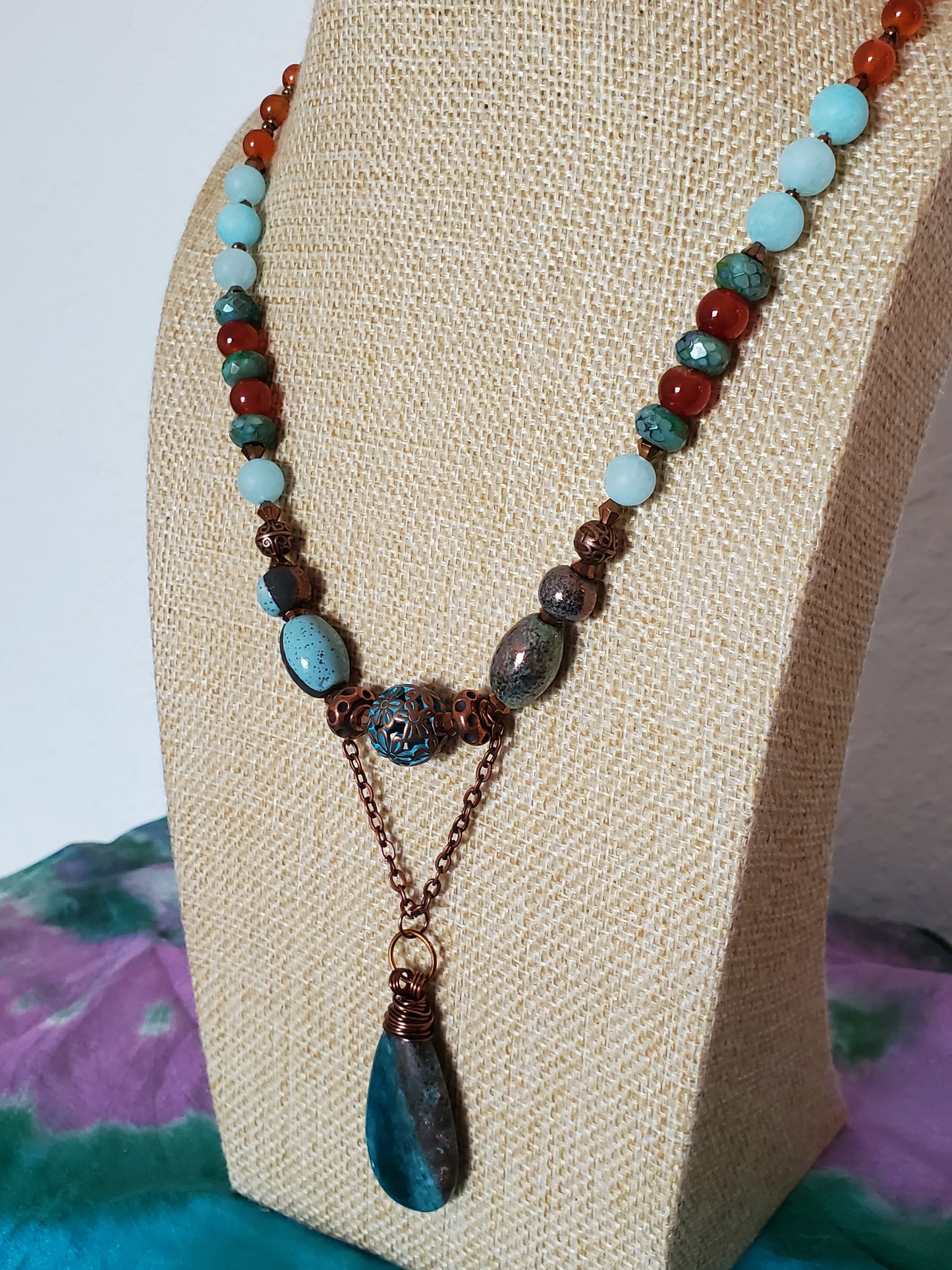 Apatite Messy Wire Wrapped Necklace