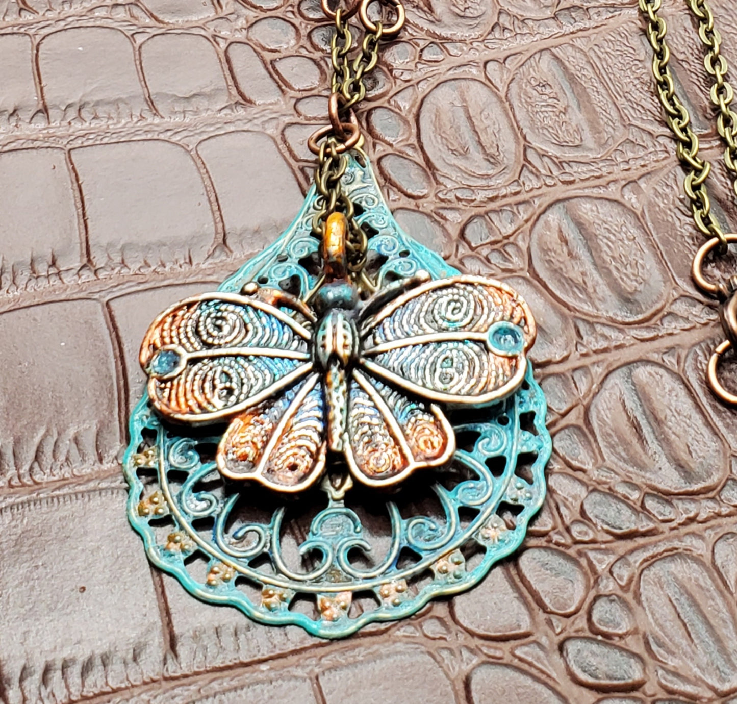 Hand Painted Butterfly Necklace