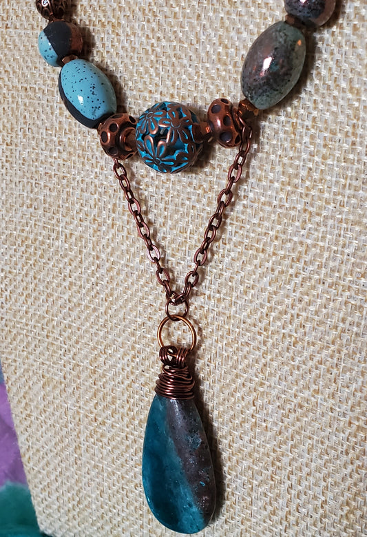 Apatite Messy Wire Wrapped Necklace